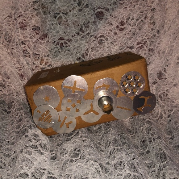 Vintage Silver Cookie Press Set , two sizes with several attachments. - Picture 10 of 12